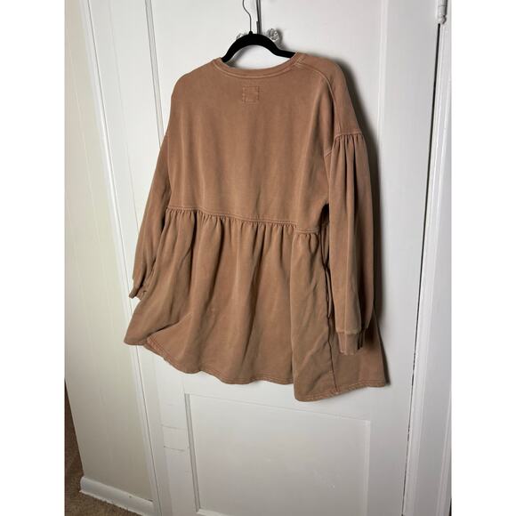 American Eagle Women's Light Brown Babydoll Mini Sweatshirt Dress Size XL - Picture 7 of 7